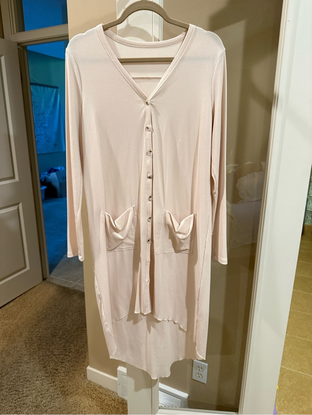 Long Sleeve Button Front Women’s Dress/cardigan Light Beige